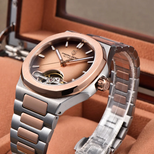 2025 New PAGANI DESIGN Rose Gold Men's Watches Tourbillon Mechanical Wristwatches Luxury Automatic Watch Men AR Sapphire Mirror