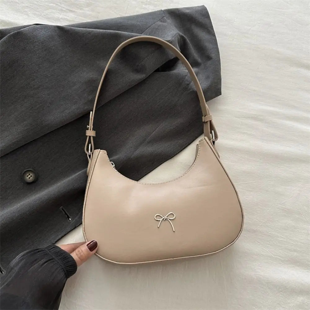 Trendy New Design Bowknot Armpit Bag Solid Color Korean Bowknot Underarm Bag Luxury PU Leather Y2K Handbag Girls