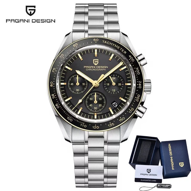 PAGANI DESIGN New Moon Watch Men Multifunctional Top Brand Luxury Automatic Quartz Waterproof Sport Stainless Steel Reloj Hombre