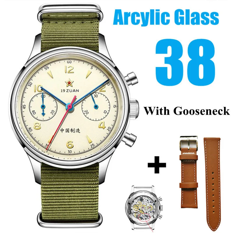 Classic Men 1963 Chronograph 38mm 40mm Aviation Pilots Watch With  ST1901 Movement Sapphire Glass Mechanical Wristwatches