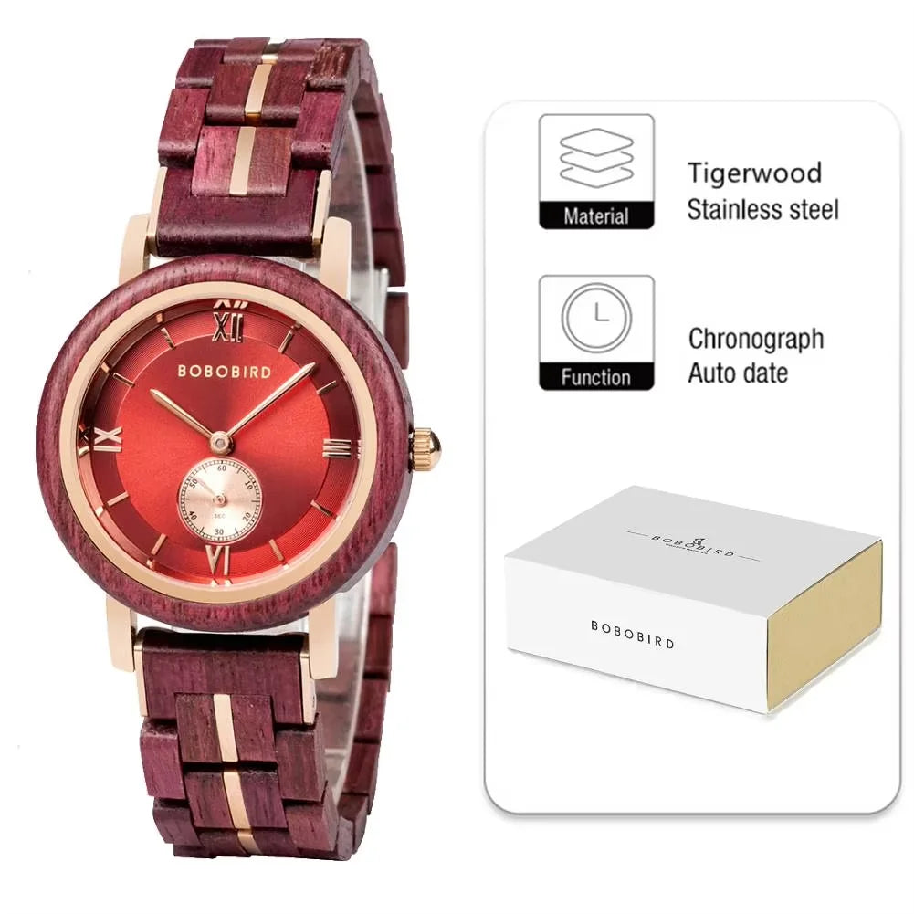 BOBO BIRD Women Watch Casual Fashion Quartz Watch Japanese Movement Round Dial Wooden Ladies Wristwatches Dress Clock Custom