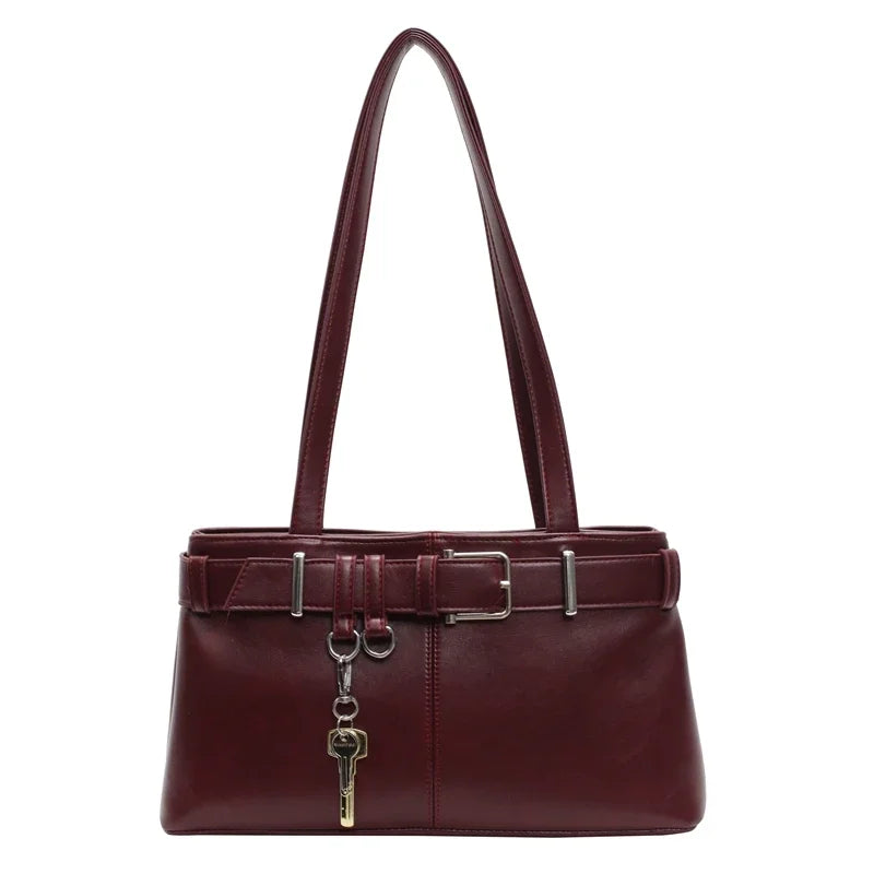 Sewing Thread Pu Fashion Shoulder Bags Zipper Sewing Thread Large Capacity 2025 High Quality Bags for Women Bolsa Mujer