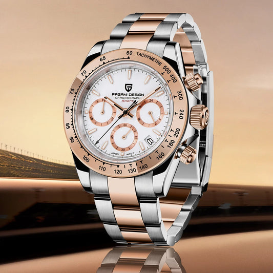 PAGANI DESIGN New Men's Watches Quartz Wristwatch Rose Gold Luxury Watch For Men Chronograph 100M Waterproof  VK63 Movt Clock