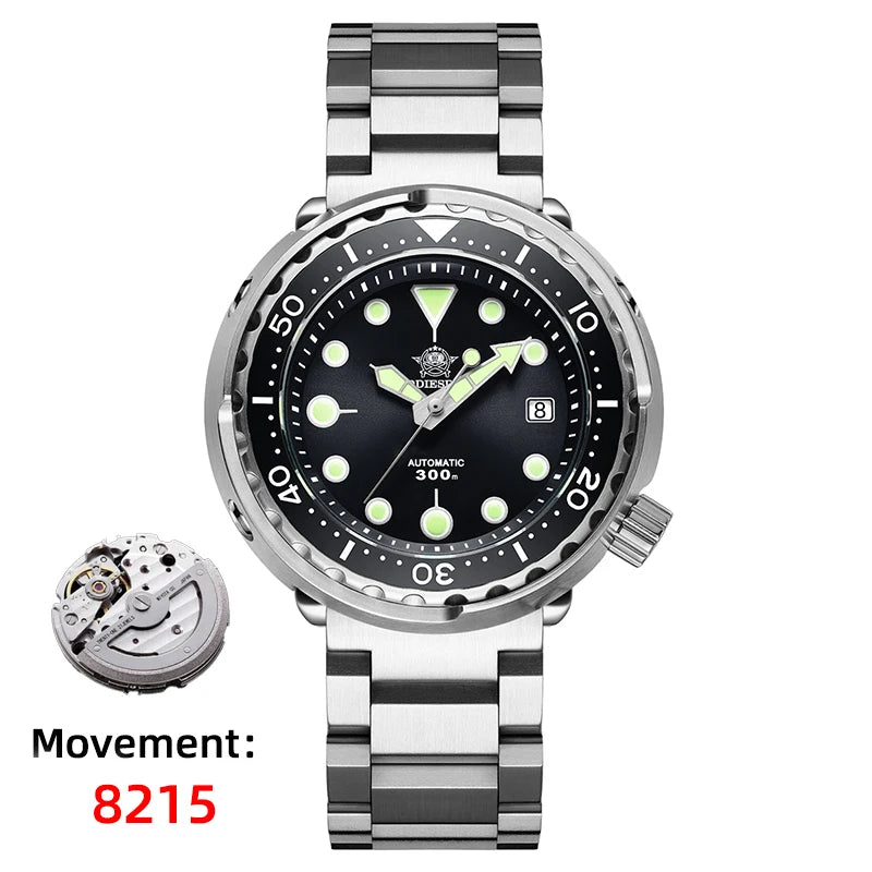 ADDIESDIVE Automatic Mechanical Watch Male American Stainless Steel Scratch Proof Waterproof Diving Watch Business Leisure Watch