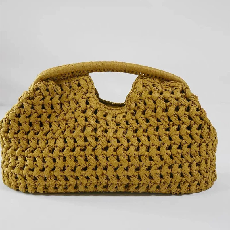 Women's Woven Handbags High-end Brand Holiday Beach Bags Summer New Large Capacity Straw Clutch Bag Fashionable Simple Women Bag