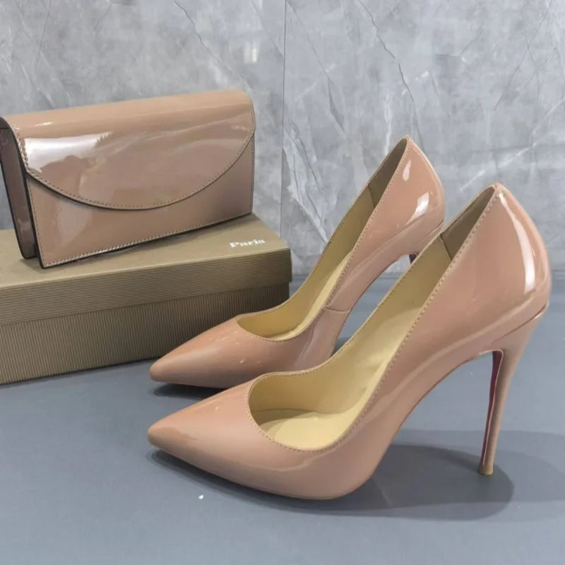 Designer Sandals Point Toe Heels Bag Leather Women Shoes Zapatos De Mujer Shallow Chaussures Femme Dress Pumps Sexy Tacones