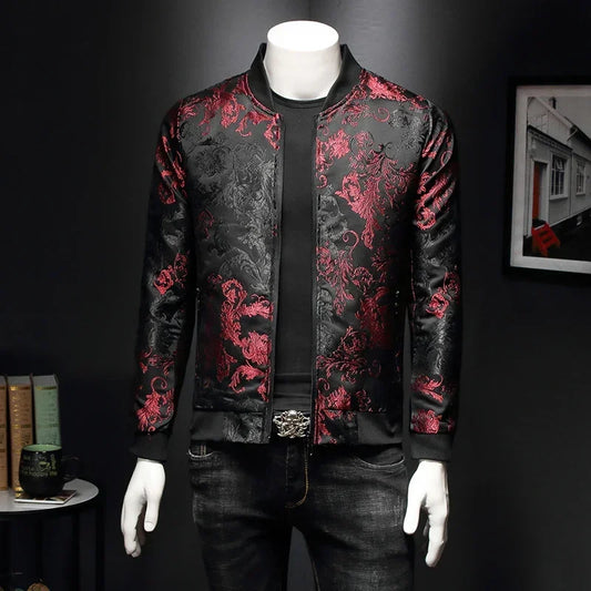 Paisley Pattern Floral Jacket Men 2024 Spring Retro Slim Bomber Jacket Coat Fashion Men's Street Embroidered Flower Jacket Coats