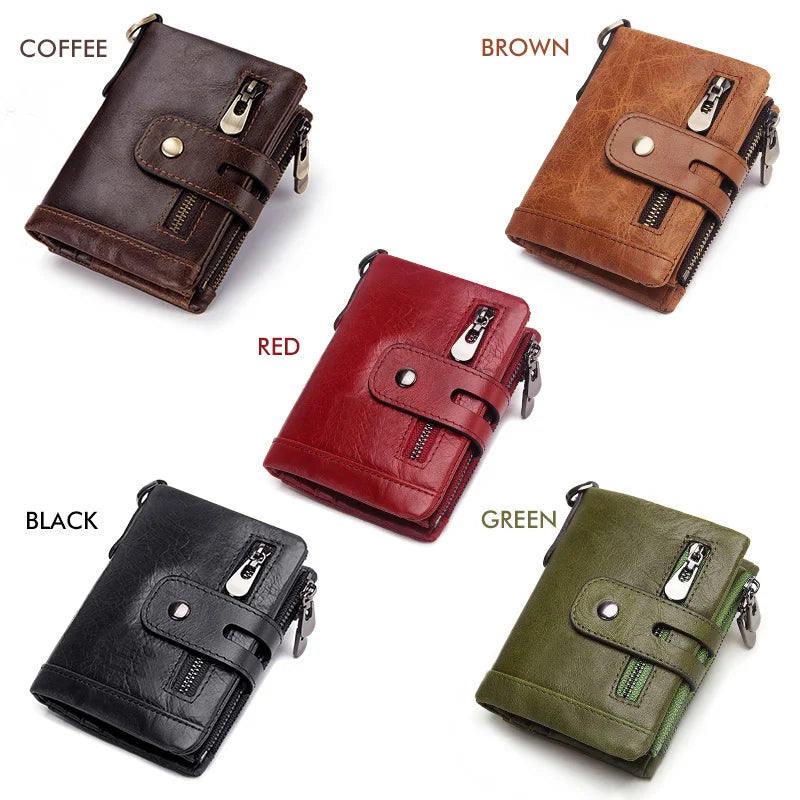 HUMERPAUL Wallet for Men RFID Genuine Leather ID Credit Card Holder with Anti-theft Iron Chain Brand Design PORTFOLIO Portomonee