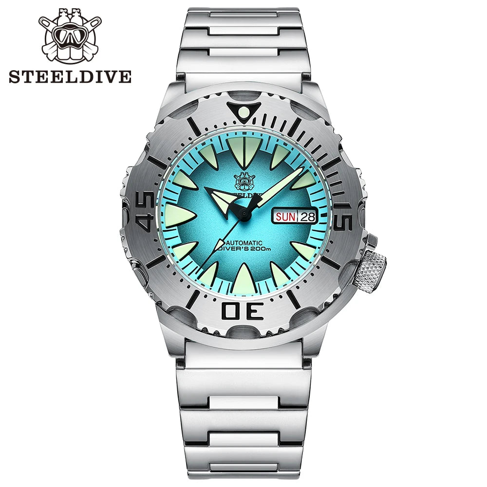 STEELDIVE SD1984 Hot Selling 42.2MM M onster 200M Waterproof NH36 Day Function Sapphire Glass Automatic Movement Steel Bracelet