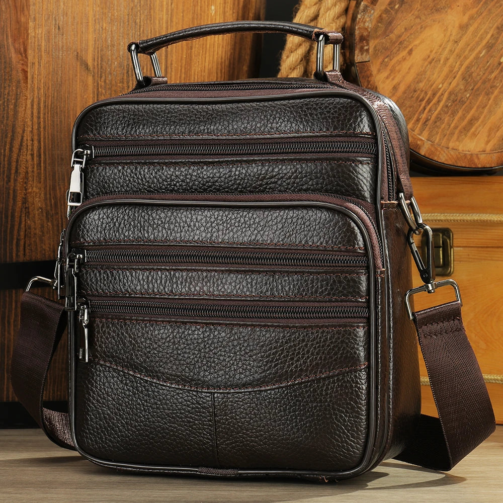Black 100% Genuine Leather Men's Shoulder Bags Messenger Bag for Men Crossbody Bags new Small Man Designer Handbag Bolso Male