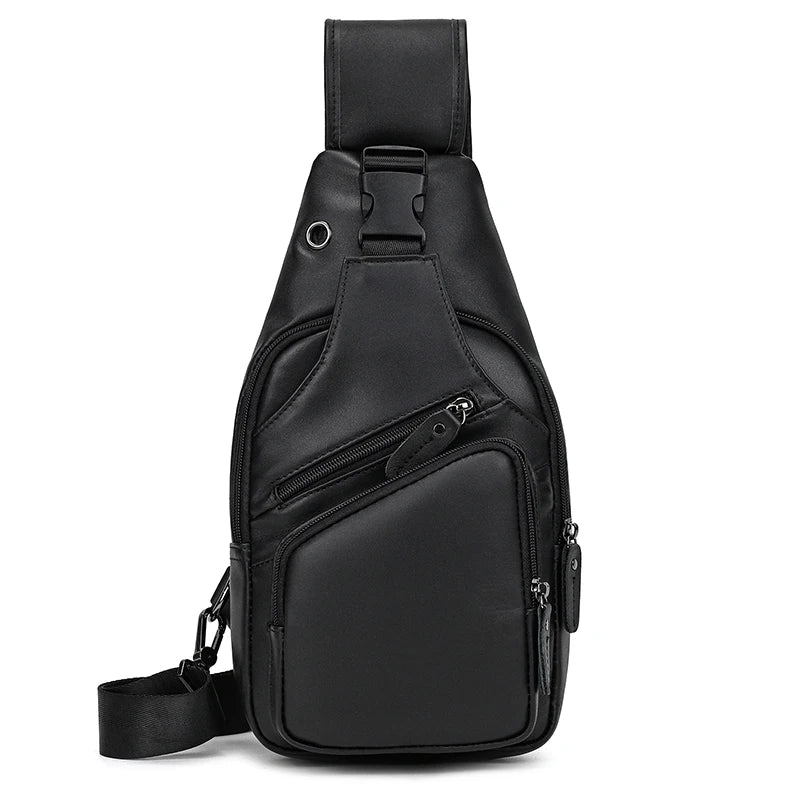 New Fashion Men's Chest Bag Single Shoulder Bagpack Bag Crossbody Chest Pack Vintage Style Male Travel Bags Genuine Leather Hot