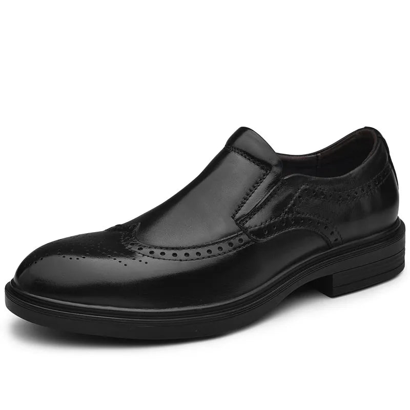 Men Genuine Cow Leather Brogue Wedding Business Mens Casual Flats Shoes Luxury Brand Oxford Shoes for Men's Shoes Platform Shoes