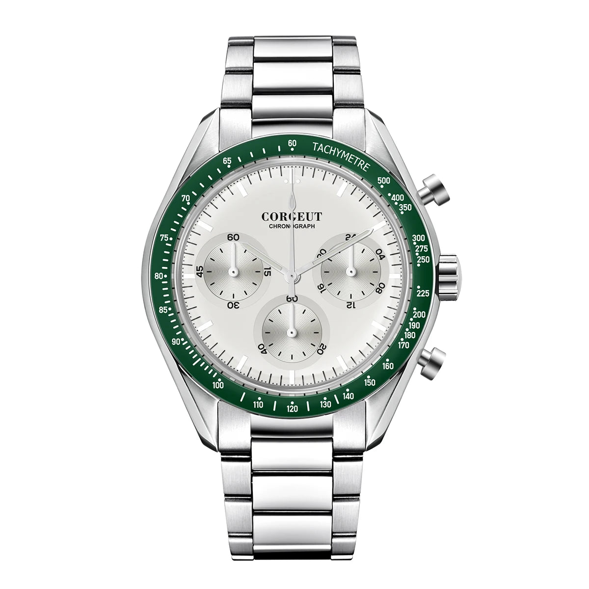 CORGEUT 40mm Vk63 Quartz Movement Watch Man Waterproof High Quality Luxury Mineral Glass Time Running Second Glow Watchs