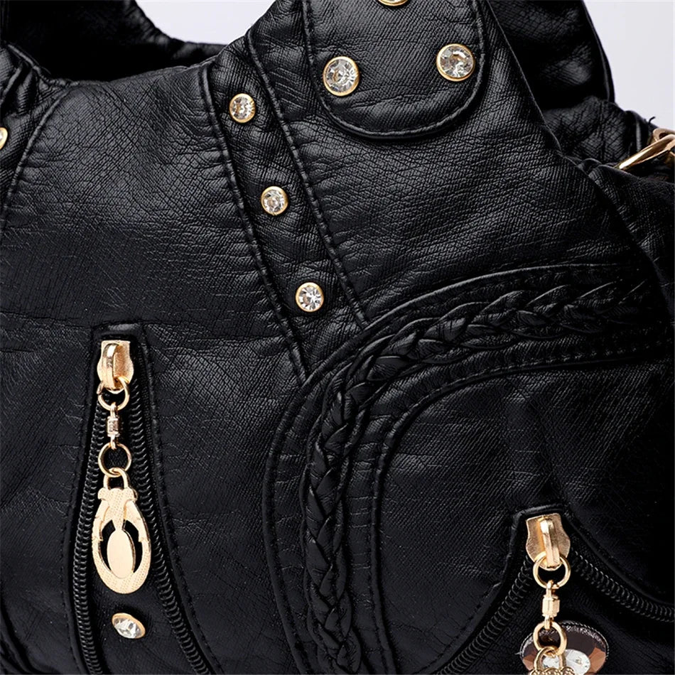 Leather Casual Crossbody Bags for Women 2024 Ladies Luxury Designer Tote Handbag Top-Handle High Quality Shoulder Bag Sac A Main