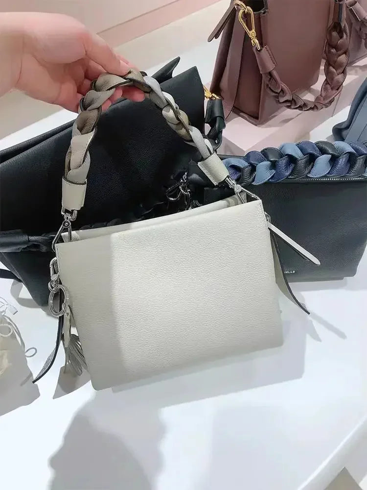Small Handbag for Women, Elegant Shoulder Crossbody Bag, Woven Strap Ladies' Elegant Purse