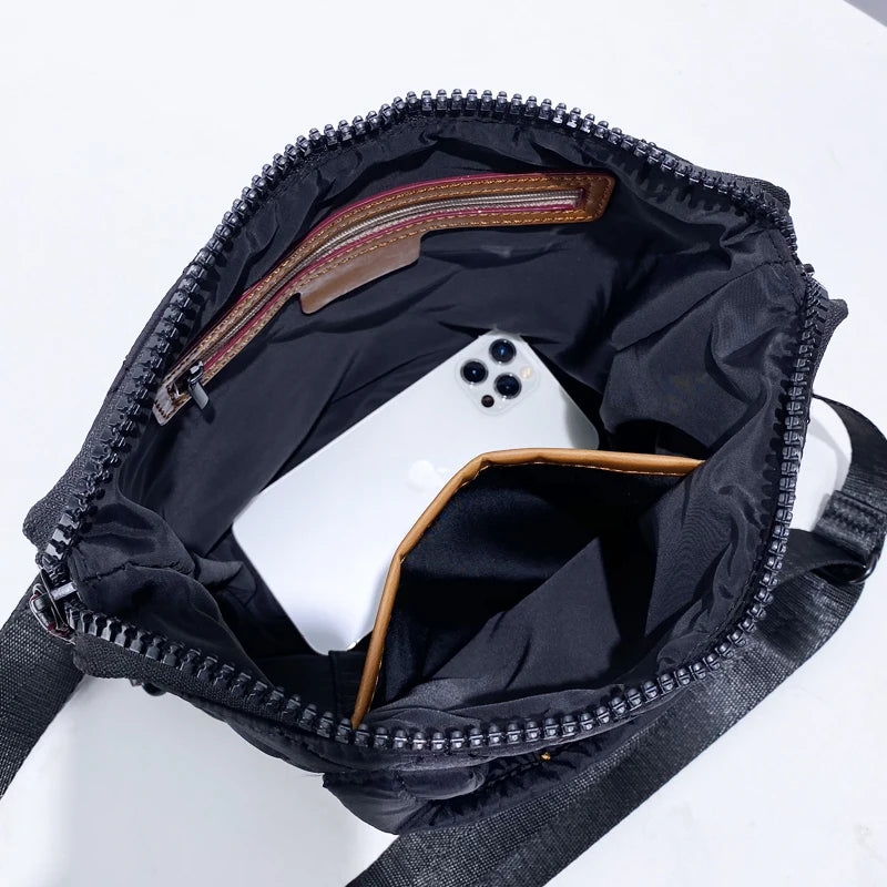 Casual Bags For Women Luxury Designer Handbag Purses 2024 New In Polyester Embroidered Rhombus Pattern Top Handle Cloth Shoulder