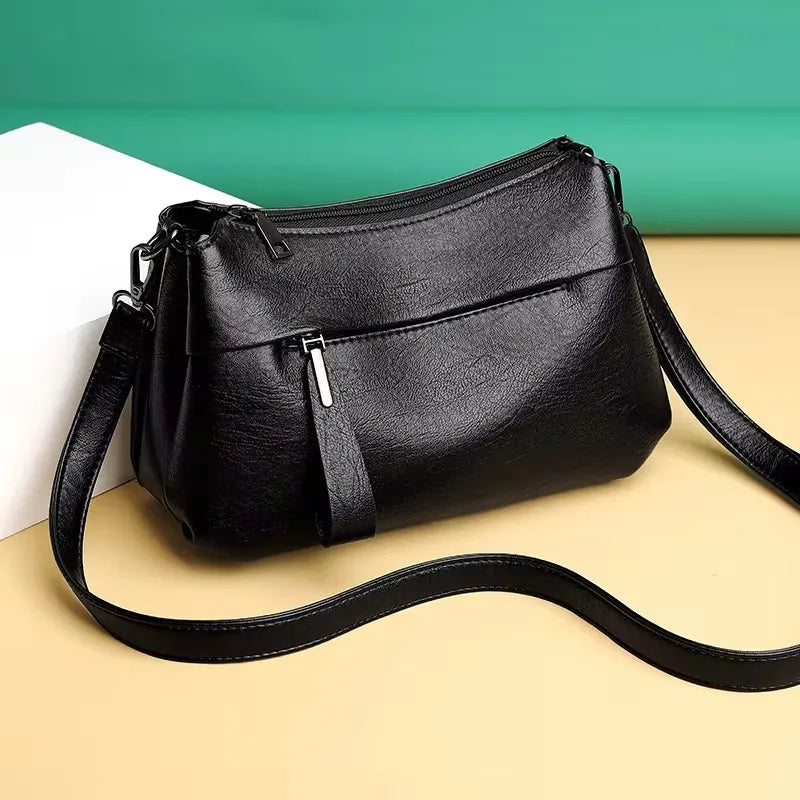 New Women's Shoulder Purse Bag Fashion Atmosphere Crossbody Messenger Bag Women's Large-capacity Mother Handbag Soft Leather Bag