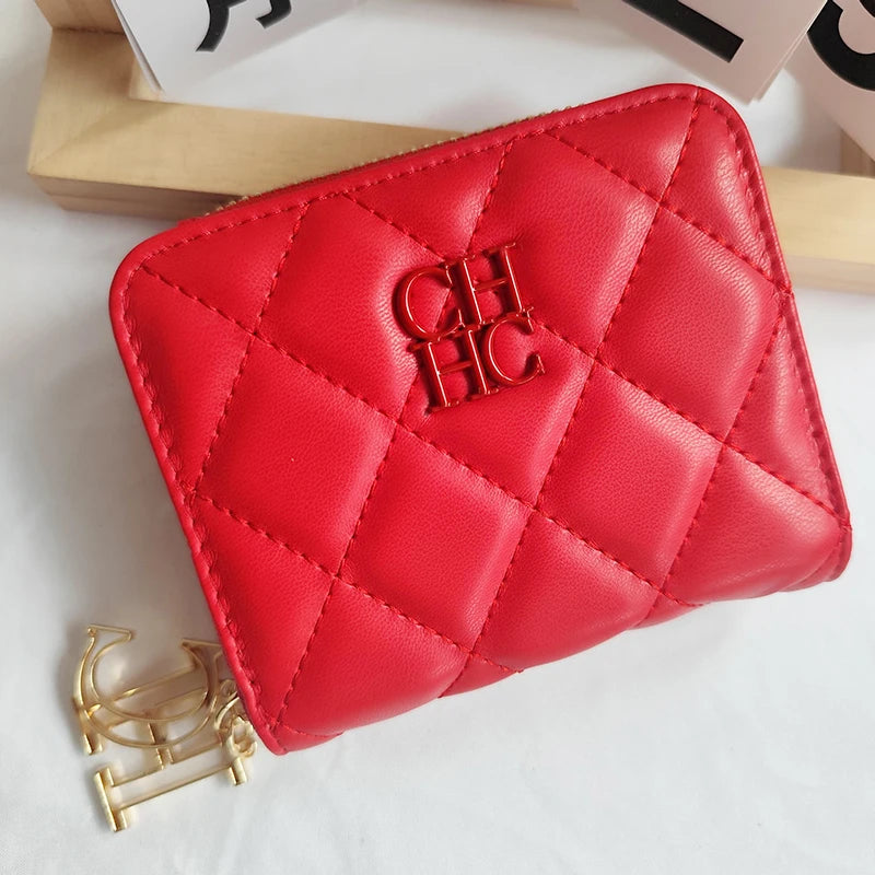 Exquisite Luxury Brand Short Solid Color Coin Women's Wallet High-quality PU Material Exquisite Brand Logo New Women's Wallet