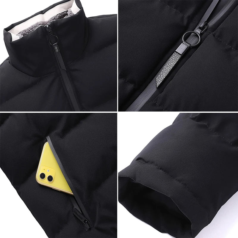 Winter Men's Warm Padded Jackets Fashion Male Stand Collar Cotton Thicken Parkas Man Windbreaker Thermal Coats Clothing
