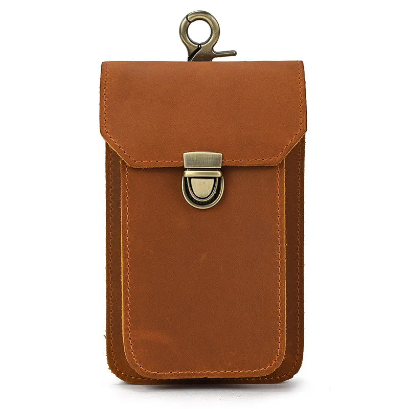 Leather Waist Bag On Belt Mobile Phone Bag Belt Pouch Leather Cellphone Pouch Fanny Pack Summer Mini Waist Bag Men Male