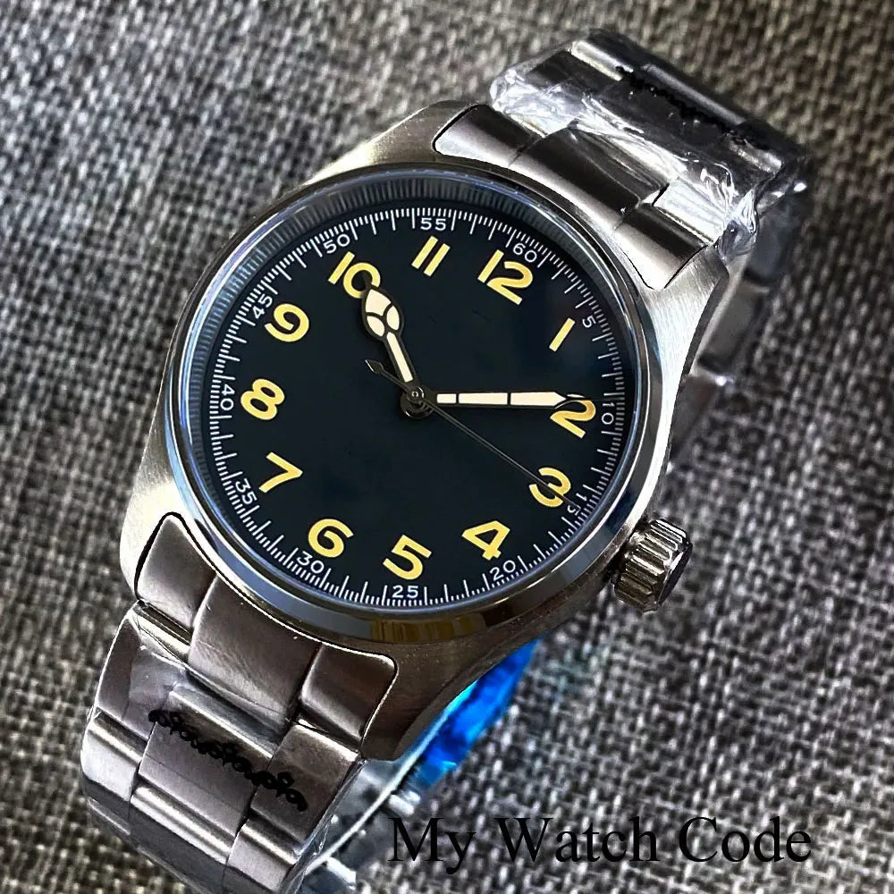 Classic Khaki Field Series Pilot Watches for Men 200M Waterproof Polish Bezel NH35AA Movt Beige Snake Hand  Automatic Watch