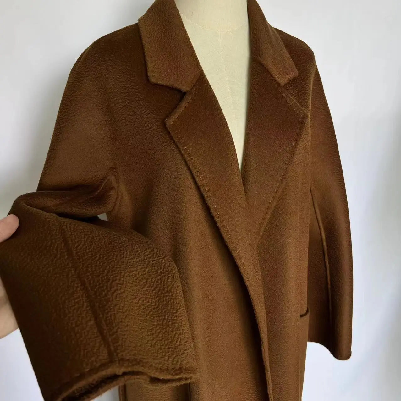 SPECIAL OFFER Cashmere Coat Female Winter Mid-Length Corrugated Coat Black Wool Coat Woman Autumn New Casual Fashion Beige Coat