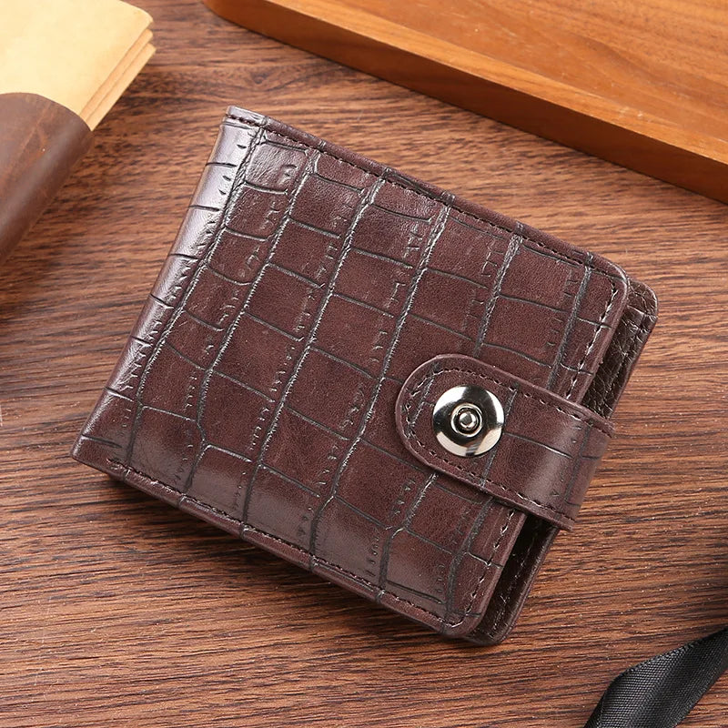 Men's PU Leather Wallets Business Card Holder Premium Short ID Holder Wallets for Man Luxury Money Bag Coin Purse Clutch