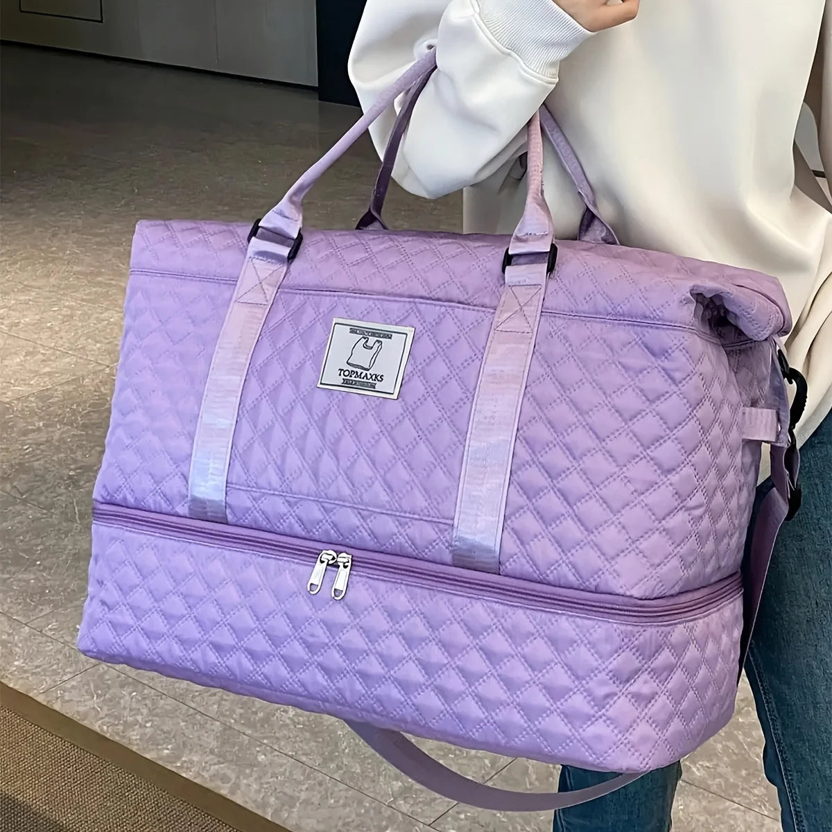 Large capacity, lightweight, foldable luggage bag, independent shoe compartment, casual and convenient storage bag,