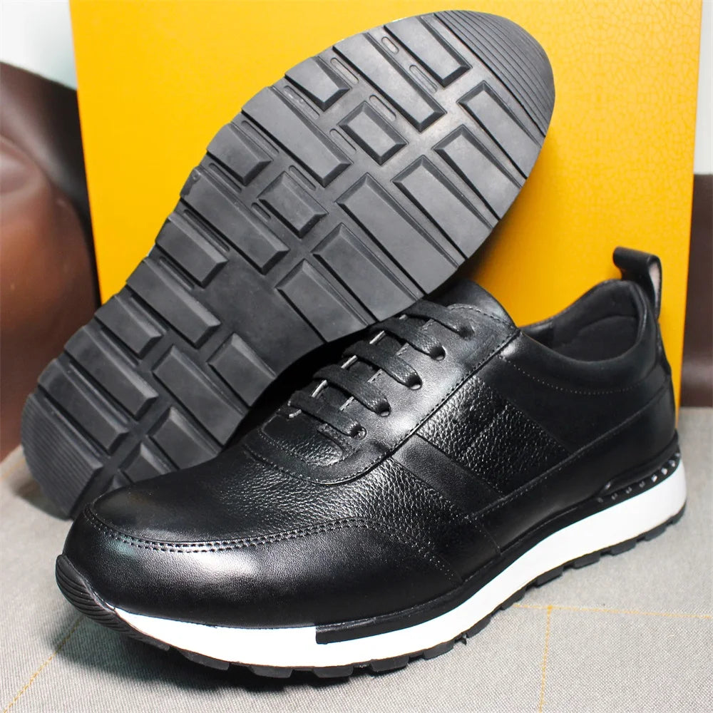 Genuine Leather Men's Sneakers Classic Lace-up Comfortable Casual Non-slip Leather Shoes Office Wedding Party Men's Shoes