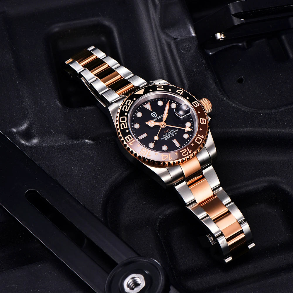 PAGANI DESIGN New NH34 Men Mechanical Watches AR Coating Sapphire Glass Automatic Watch 100M Waterproof GMT Sports Watch for Men