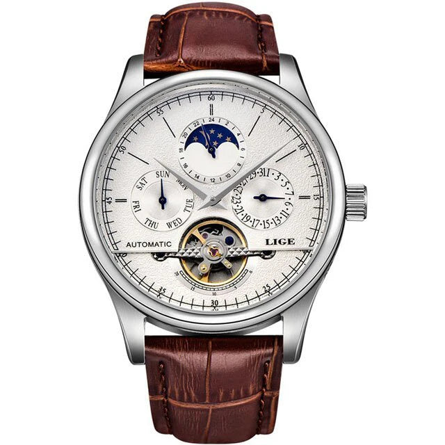 LIGE 2024 New Retro Men Watch Top brand Luxury Tourbillon Watch Men Fashion Waterproof Men Mechanical Wristwatches Montre Homme