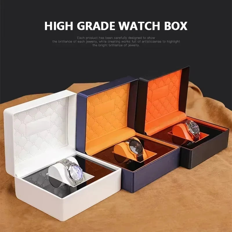 Watch Display Organizer Gift Brand Packaging Jewelry Travel Box High End PU Leather Brushed Metal Effect Watch Packaging Cases