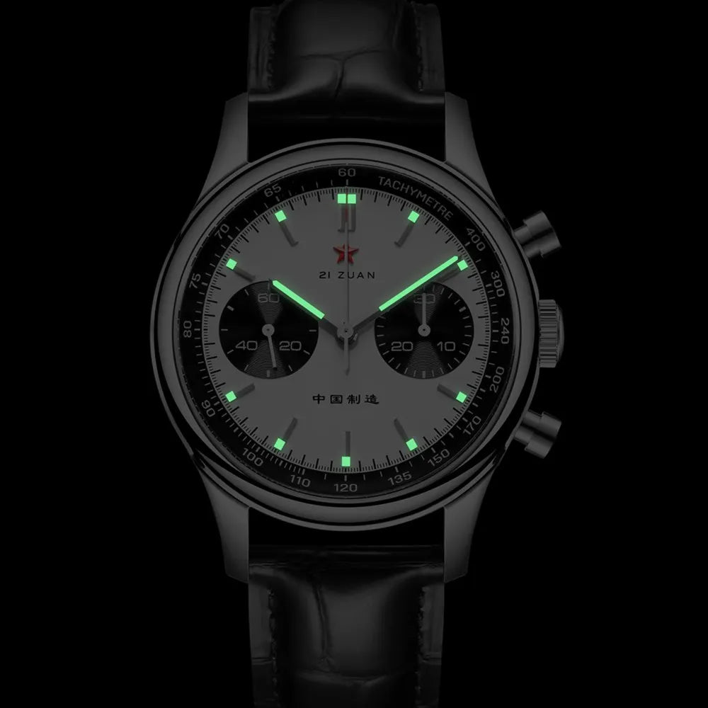 Red Star 40mm Panda 1963 Chronograph Men Watches Original ST901 Movement Hand Winding Male Pilots Clock Mechanical Wristwatches