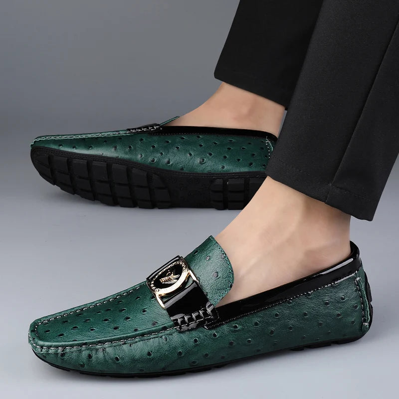 New Soft Walking Flats Men's All-match Loafers Genuine Leather Lightweight Mens Slip on Shoes Luxury Brand Men Business Shoes