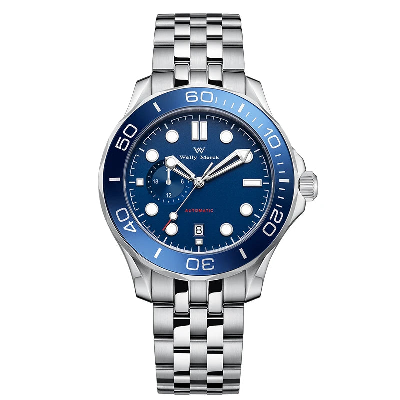 WM Watch Automatic Mechanical Watches Waterproof  Business Stainless Steel Sapphire Miyota 8217 Welly Merck Watch For Men WM148