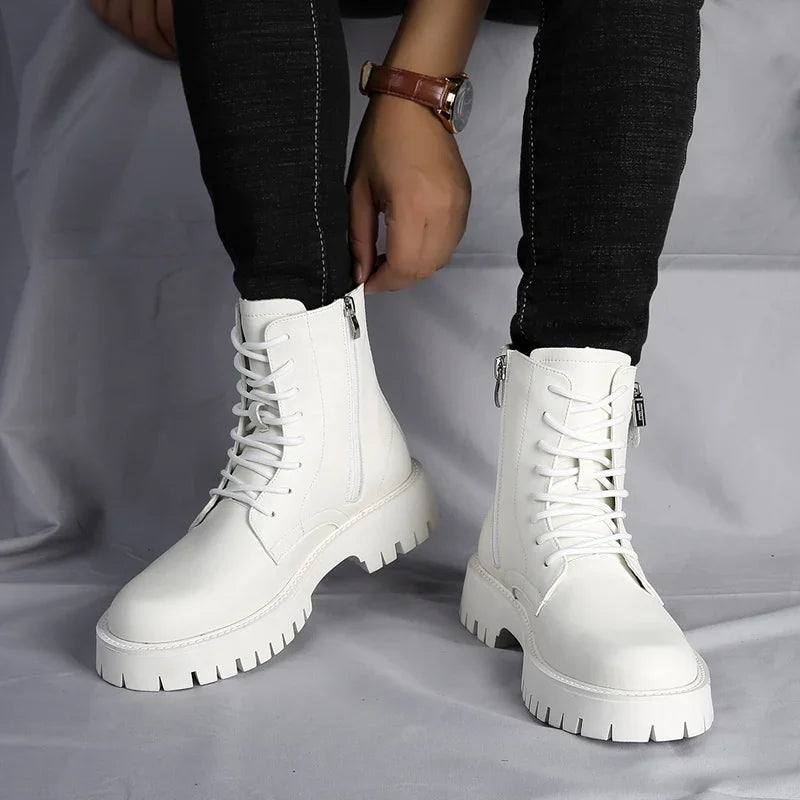 Men's English Style Thick Sole Design Men Boots Luxury High End Top Layer Leather Brand Famous Chelsea High Quality Casual Boots