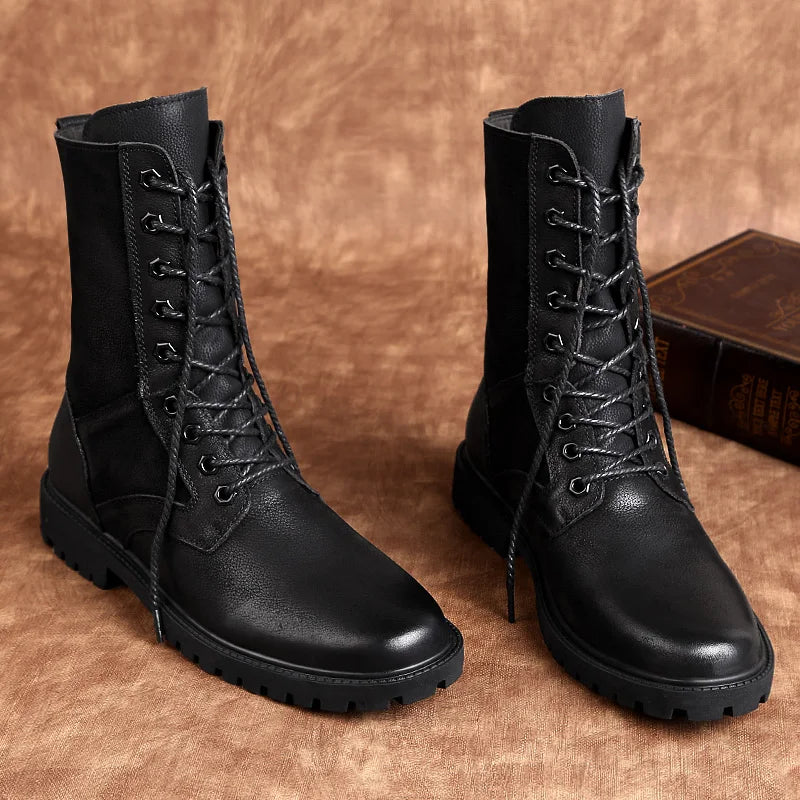 New Arrival Motorcycle Boots Genuine Leather Men Winter Shoes Warm Waterproof Man Boots Luxury Motorcycle Footwear Casual Shoes