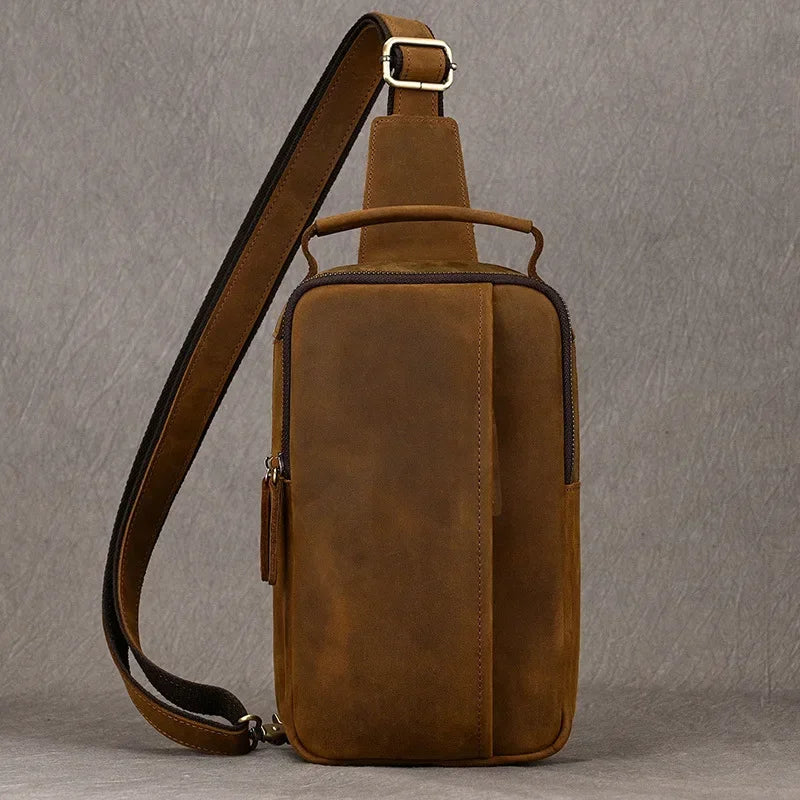 Luxury Male Chest Bags Genuine Leather Crossbody Bag Men Sling Chest Pack for Men Chest Bag Leather casual men one shoulder bag