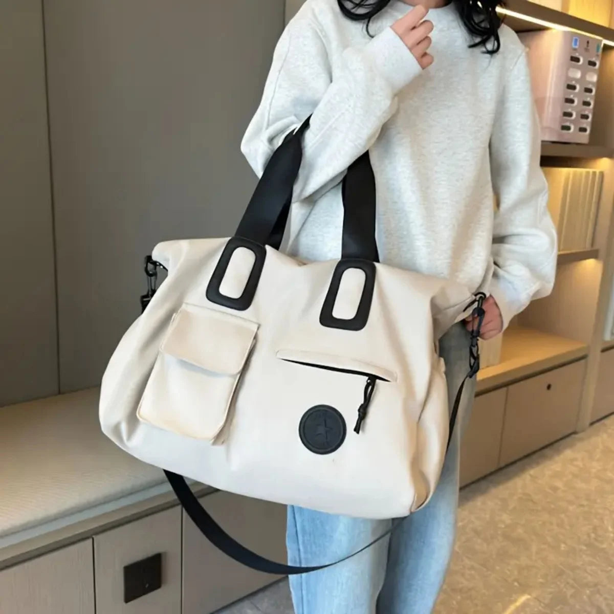 Large-Capacity Travel Handbag, Lightweight Luggage Carry-On, Fitness Bag with Shoulder Strap, Portable Computer Bag, Short-Distance Travel, Portable