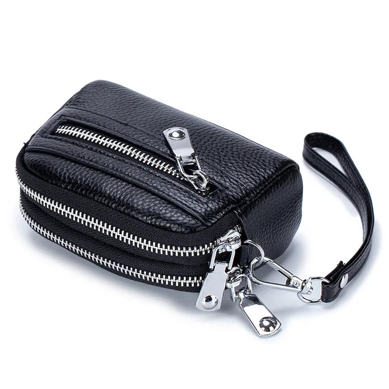 Genuine Leather Women's Wallet with Big Storage Capacity and Wrist Strap
