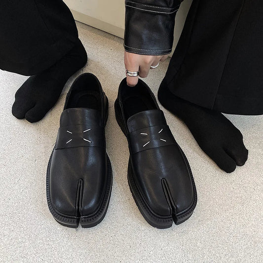 Mens Cow Leather Tabi Shoes, Loafer for Men and Women Split Toe Thick Sole Casual Leather Casual Shoes Sneakers Loafers Men
