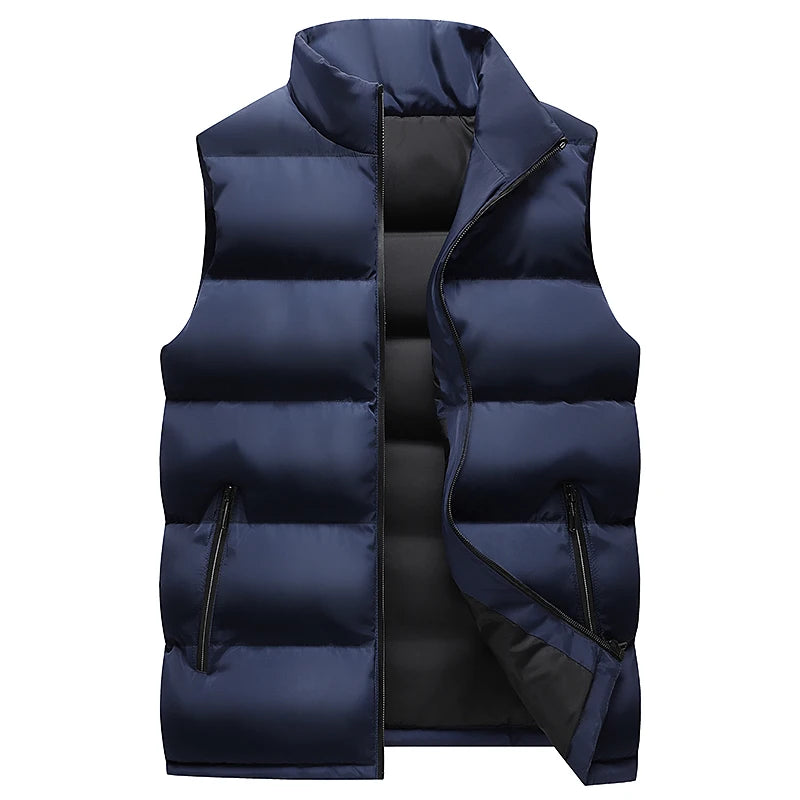 Men's Sweatwear Autum Warm Coats for Men Thickened Stand Collar Down Vest Oversized Winter Puffer Vest Sleeveless Zipper Coat