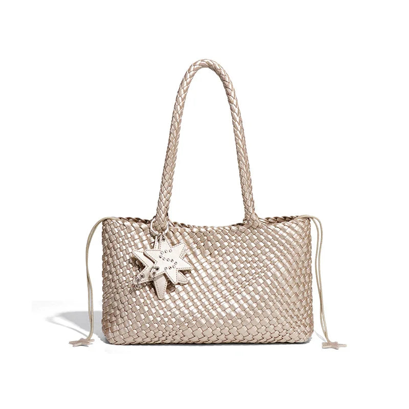 New Style Hand-woven Women's Bag Trendy Single-shoulder Underarm Bag Textured Casual Hand-held Mother-Daughter Tote Bag Handbag