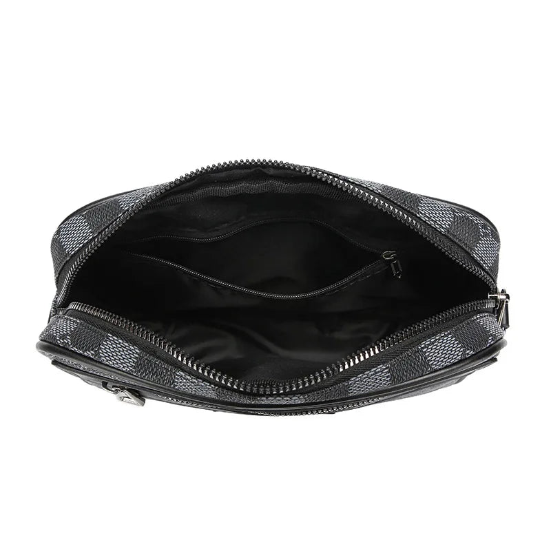 Casual Business Shoulder Bag Men PU Leather Messenger Bag Wide Strap Crossbody Bags Square Clutch Bag Designer Male Sling Bags