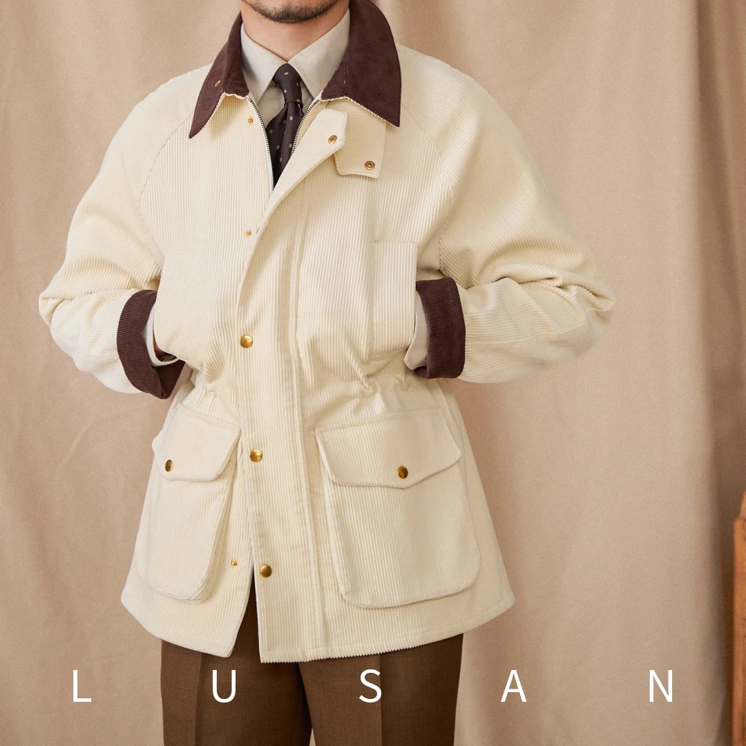 Autumn and Winter Warm Cotton Corduroy Jacket British Light Mature Slim-fit Hunting All-match Retro Jacket for Men