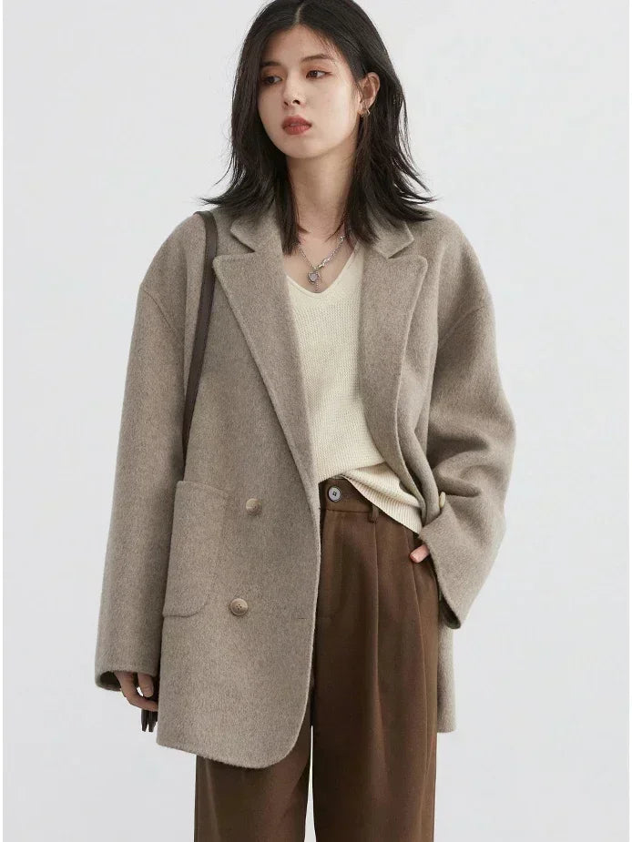 CHIC VEN Women's Woolen Coats Fashion Solid Loose Warm Jackets Korean Casual Office Lady Female Clothing Spring Autumn New 2025