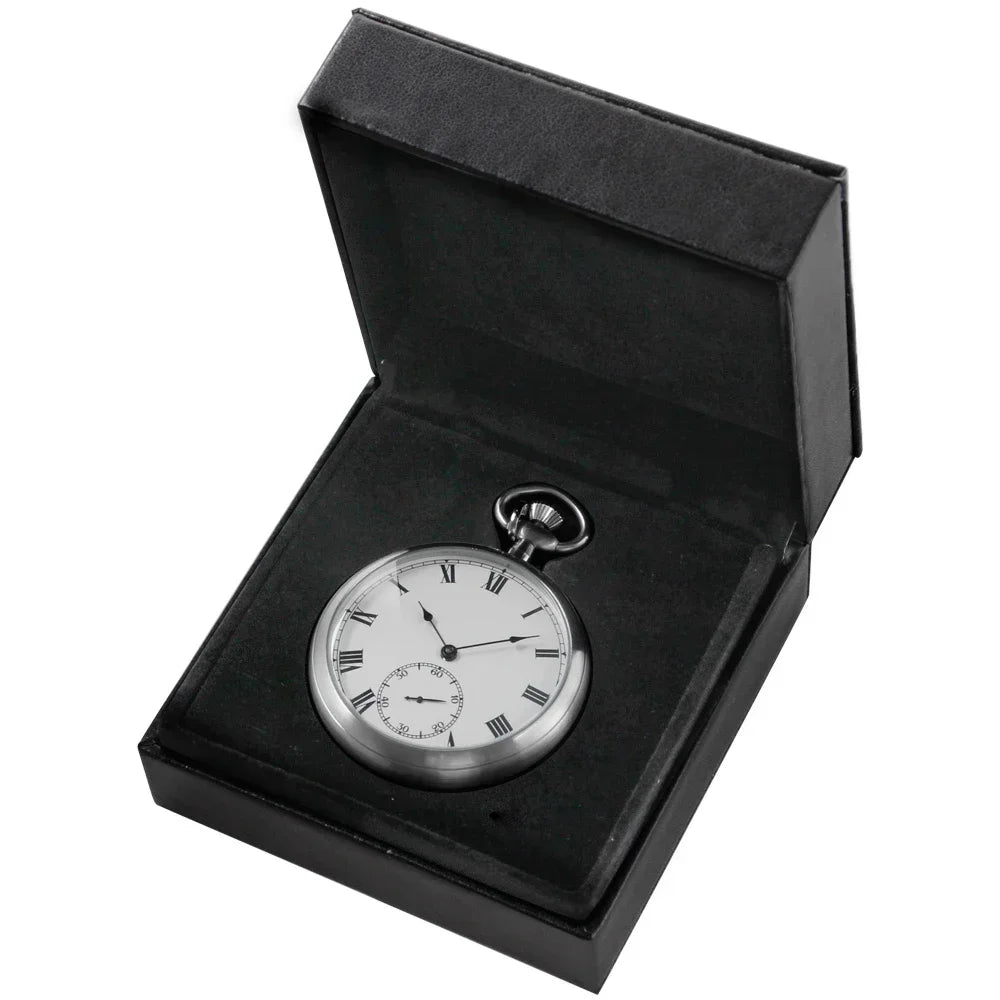 High Quality Luxury Smooth Stainless Full Steel Mechanical Pocket Watch Wind Up Sub-dial Skeleton Vintage Antique Clock