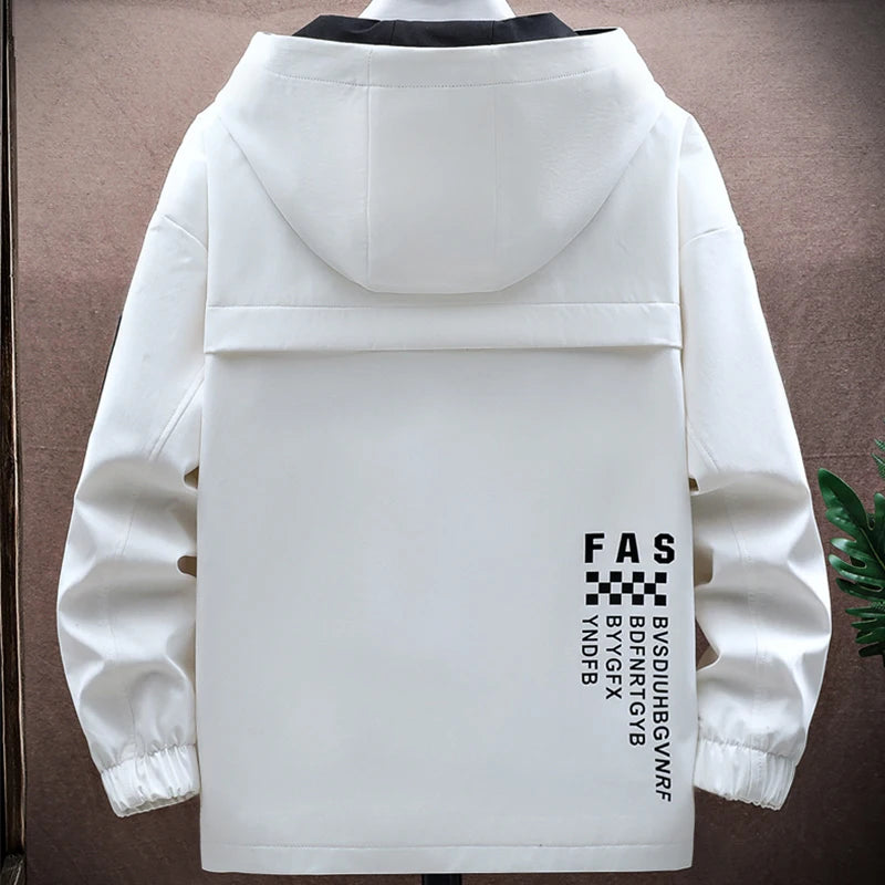 New Spring Autumn Men's Casual Hooded Jackets Hip Hop Streetwear Loose Coats Youth Sport Windbreaker Large Size 4XL Top Clothing