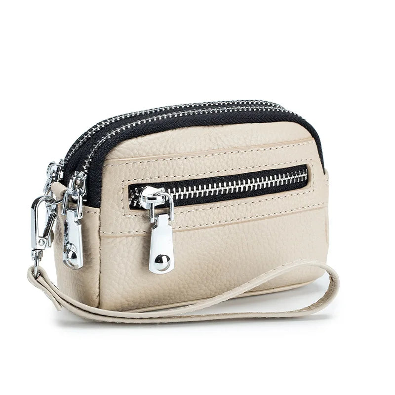 Genuine Leather Women's Wallet with Big Storage Capacity and Wrist Strap