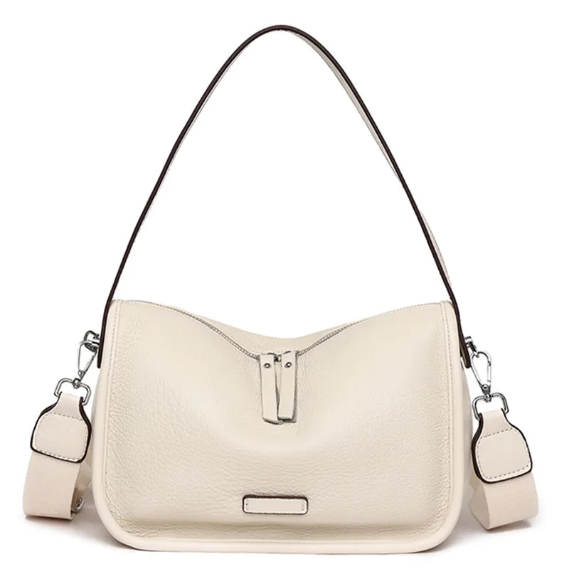 Luxury Soft Genuine Leather Handbag Fashion Women Shoulder Messenger Bag Solid Color Cowhide Sac Fashion Female Crossbody Tote